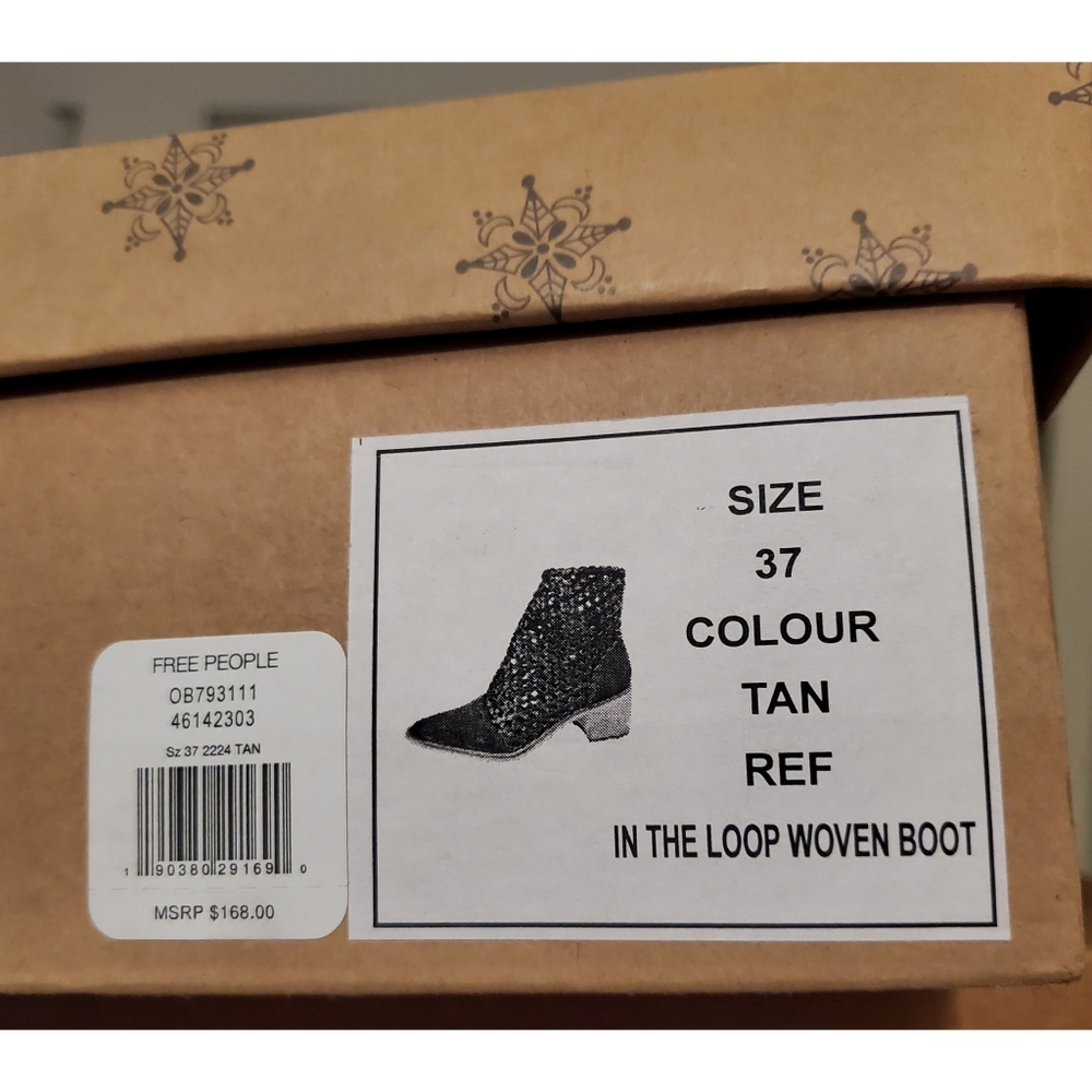 FREE PEOPLE In The Loop Leather Woven Tan Boots Womens Size 37 (US 7) - Picture 6 of 6